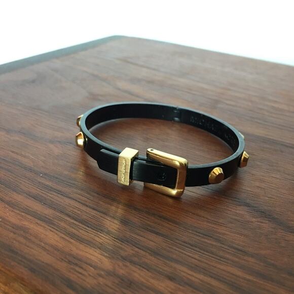 Michael Kors Astor Buckle Bangle Bracelet - black and gold tone - Picture 10 of 11